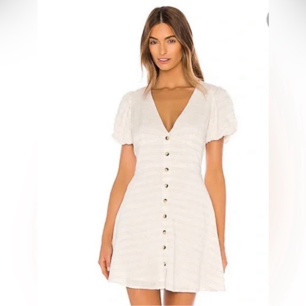 L*space NWOT Sabrina Puff Sleeve Babydoll Dress Cream‎ Size Medium